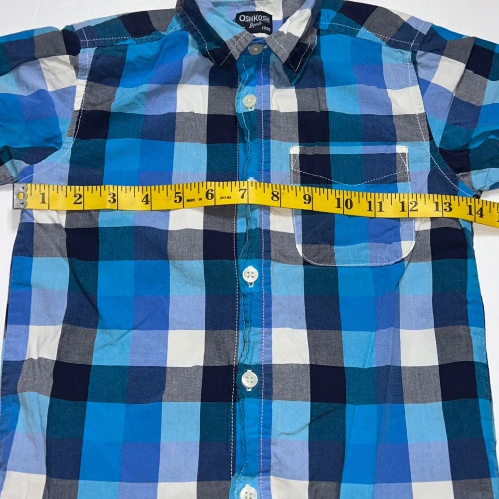 OshKosh Bgosh Kids Blue Plaid Short Sleeve Button Up Shirt‎ Size 5